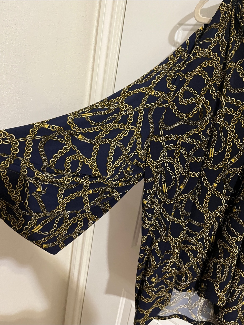 Michael Kors Navy and Gold Chain-Print High-Low Skirt - Picture 3 of 8